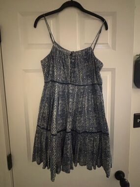 Urban Outfitter Blue and White Printed Spaghetti Strap Sundress